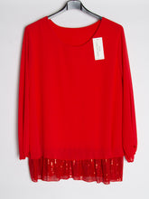 Chiffon bluse m. Paillet bund - Brystmål 130 cm. - Ingen returret - ITNOV24